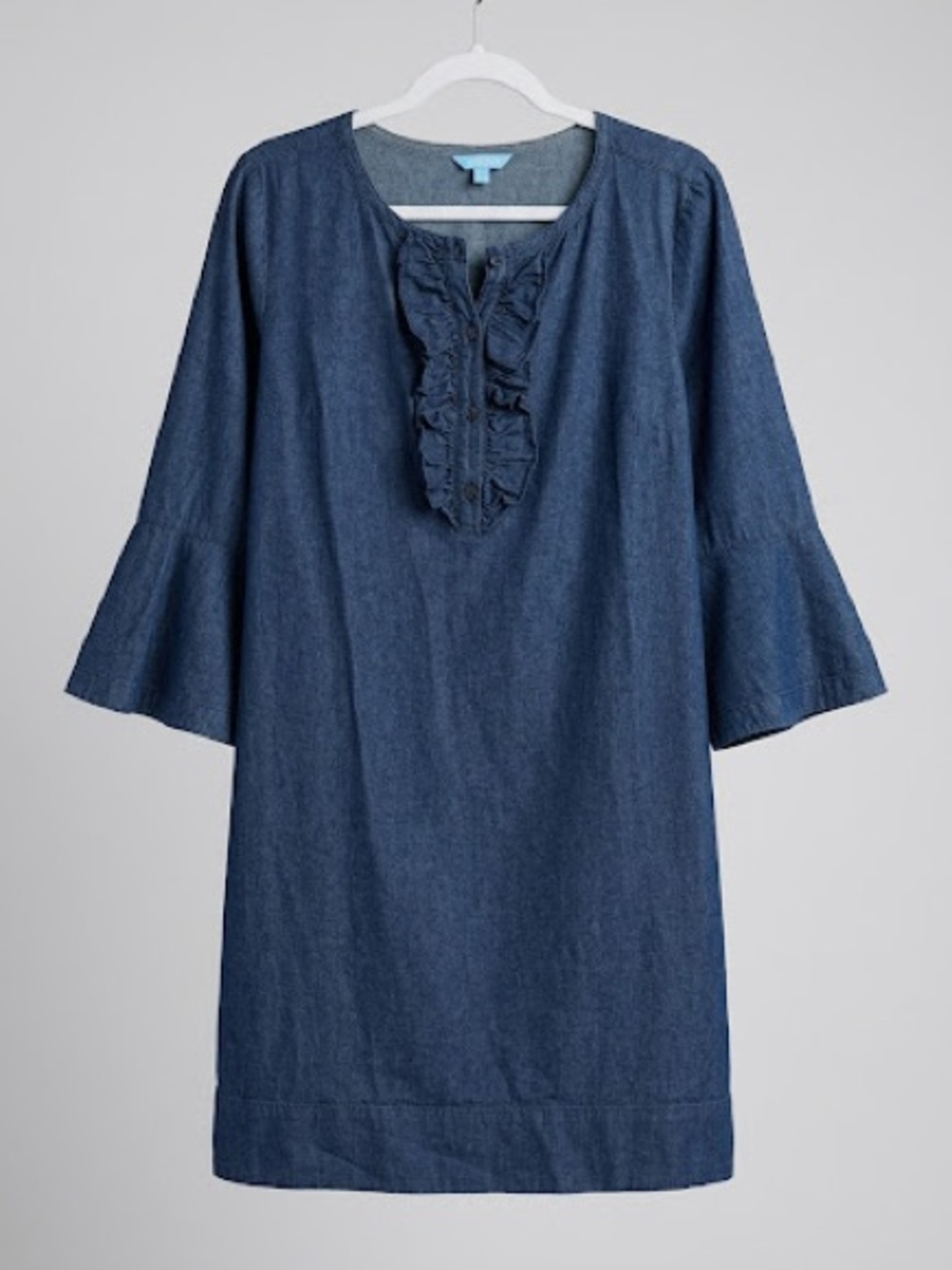 Draper James Women's Ruffle-Front Denim Dress - Blue